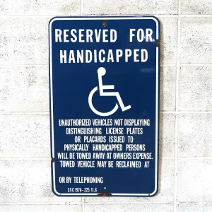 RESERVED FOR HANDICAPPED ロードサイン ホーロー