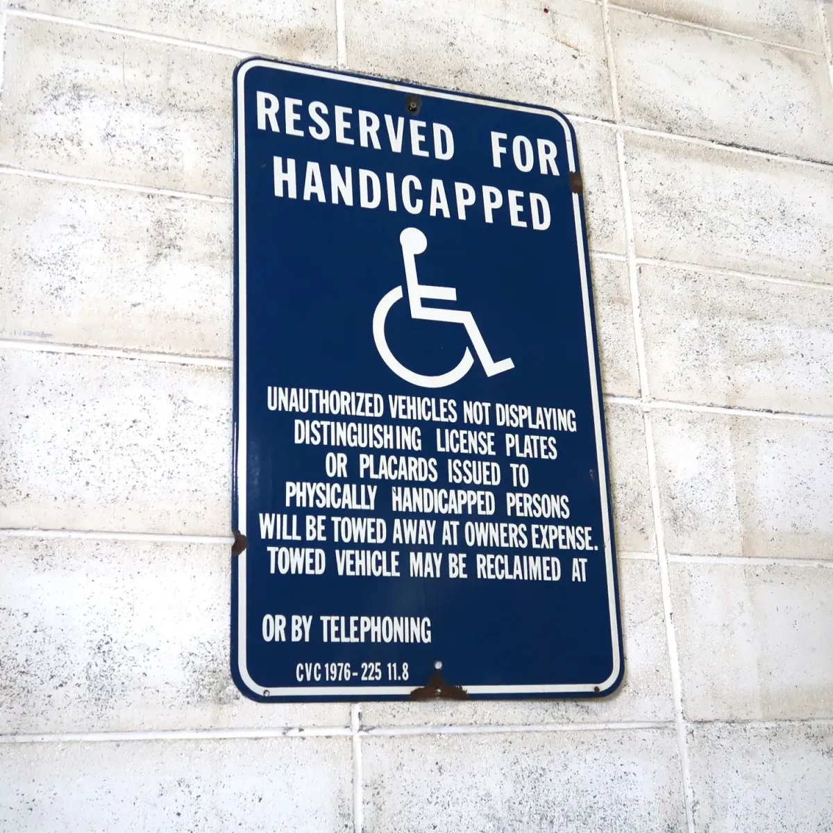 RESERVED FOR HANDICAPPED ロードサイン ホーロー