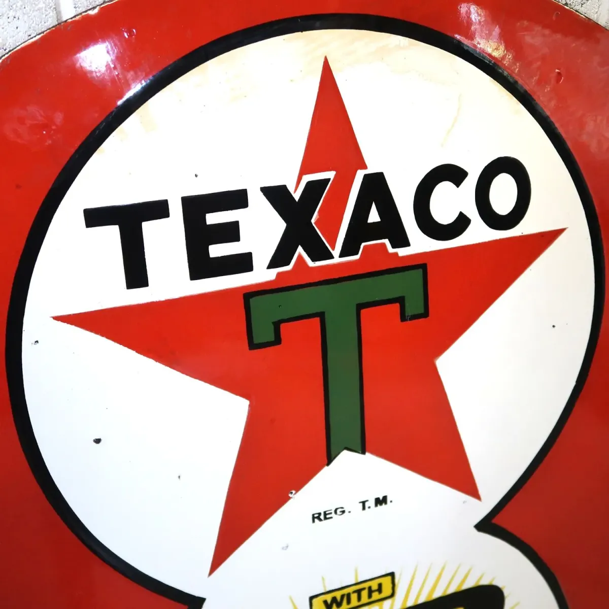 TEXACO×ETHYL ビンテージ ホーロー両面看板