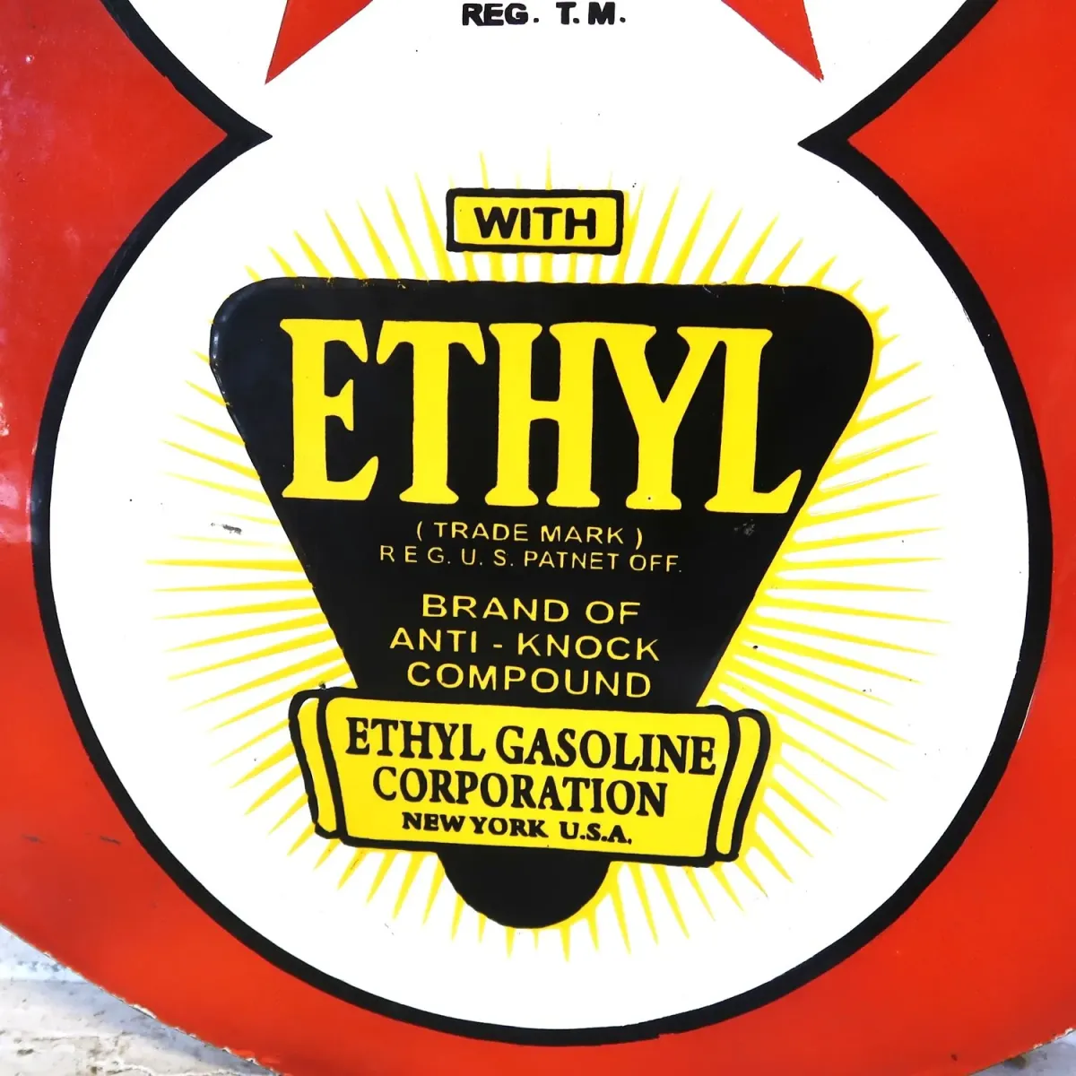 TEXACO×ETHYL ビンテージ ホーロー両面看板