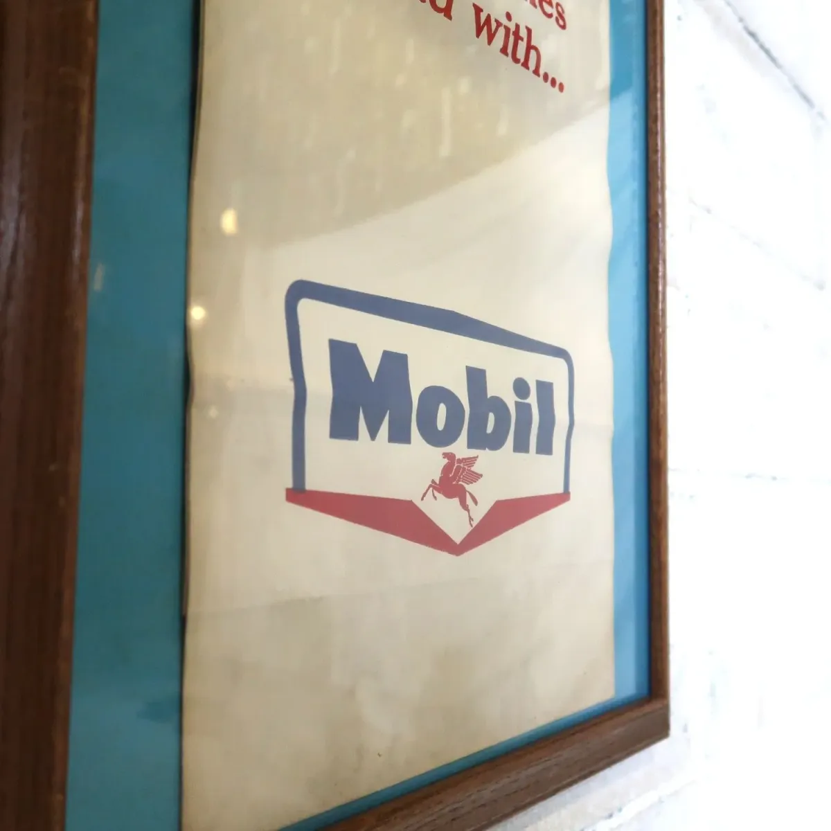 Mobil ビンテージ ペーパーバッグ 額装