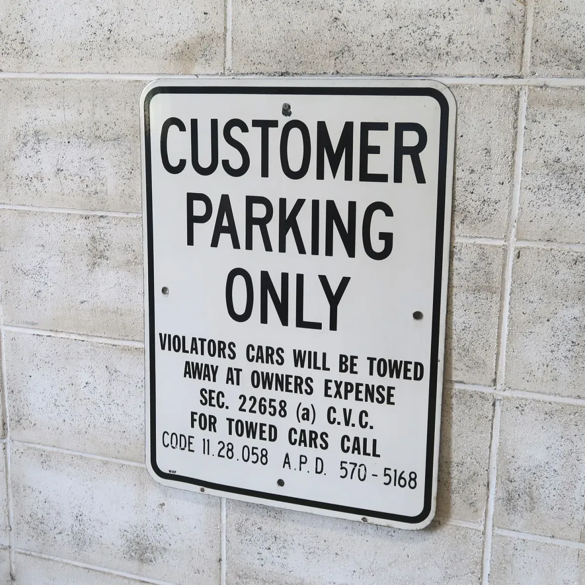 CUSTOMER PARKING ONLY ビンテージ ロードサイン ホーロー