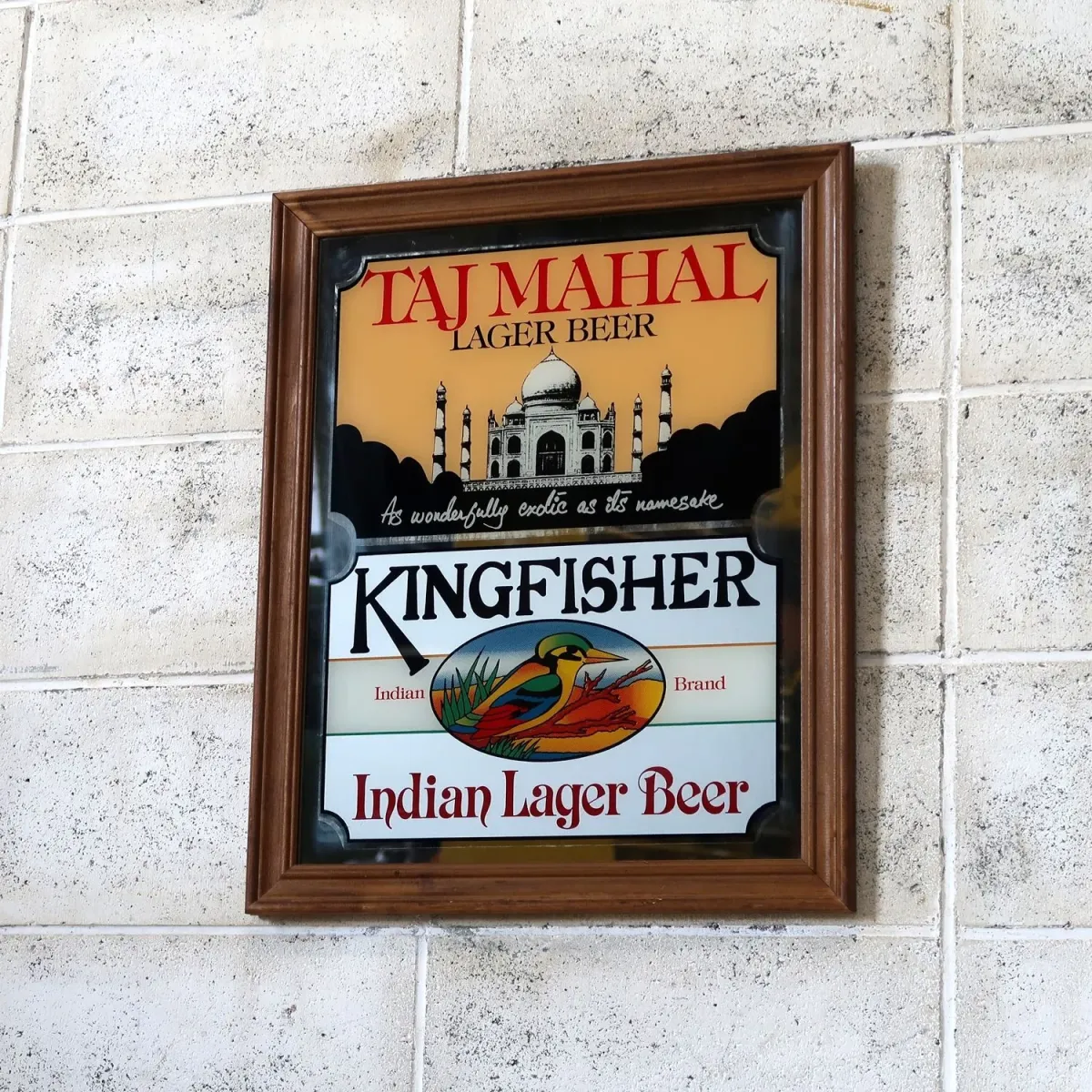 TAJ MAHAL LAGER BEER×KINGFISHER ビンテージ パブミラー