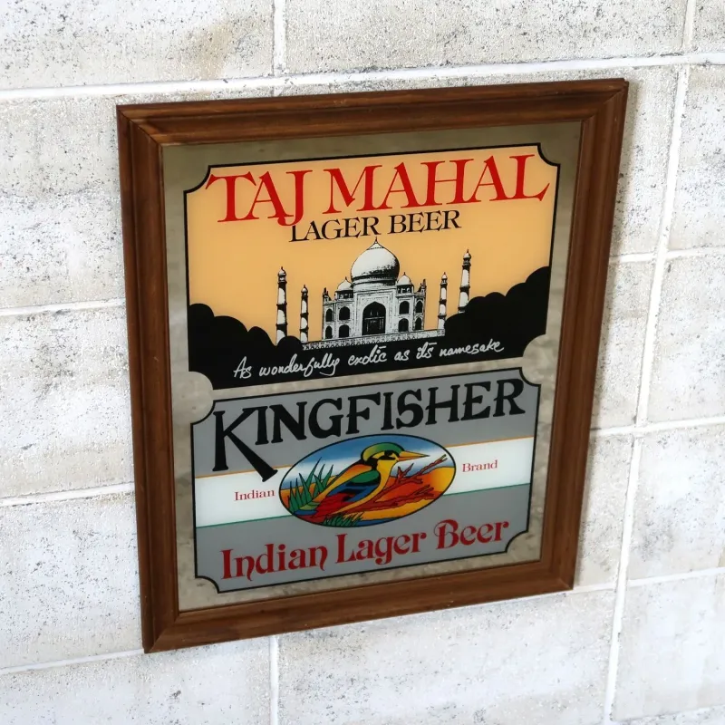 TAJ MAHAL LAGER BEER×KINGFISHER ビンテージ パブミラー