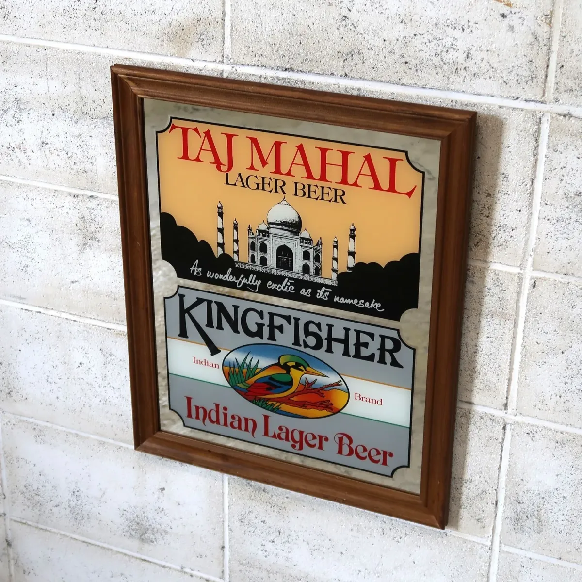 TAJ MAHAL LAGER BEER×KINGFISHER ビンテージ パブミラー