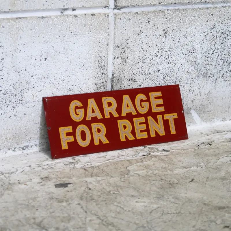 GARAGE FOR RENT ビンテージ メタルプレート